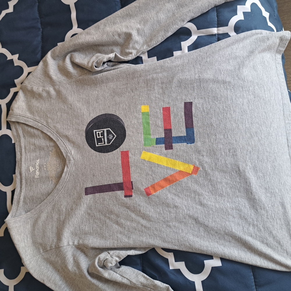 Gray Long Sleeve Shirt with Colorful Graphic